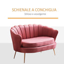 Divano salotto 122x73x78 cm 2 Posti in Velluto Seduta a Conchiglia Lola Rosa antico