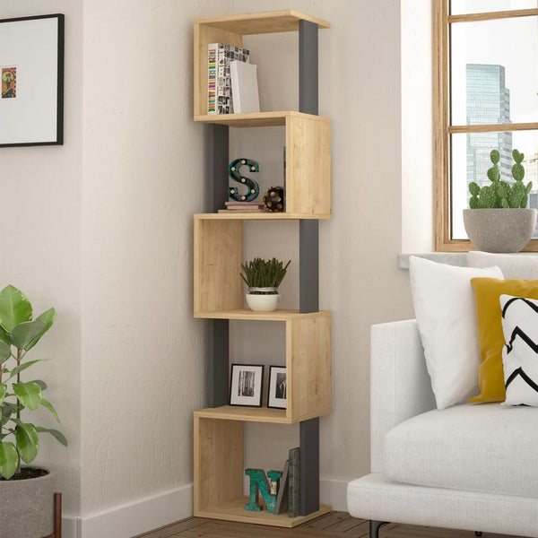 Libreria 161x35x30 cm Design Moderno Scaffale Modulare 5 Ripiani in MDF Grigio acquista