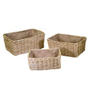 Set 3 portalegna in vimini foderata juta naturale 