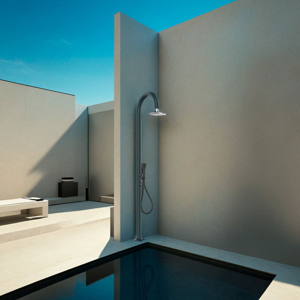 prezzo Doccia da Giardino in Alluminio Soffione Led e Doccino Sined Luna Alu D Grigio