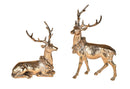 Set 2 Statuine Renne 22 cm in Resina Oro