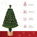 Albero di Natale Artificiale 90 cm 95 Rami a Fibre Ottiche Multicolore Verde