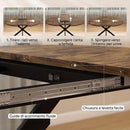 Tavolo da Pranzo Allungabile 4-6 Posti 135x100x75 cm con Prolunga a Farfalla e Base a X in MDF e Acciaio Marrone Rustico      
