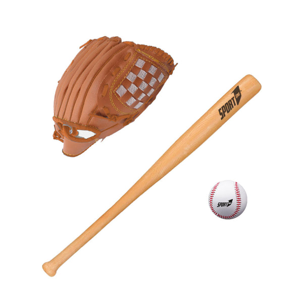 Set Baseball Mazza 60 cm in Legno Guanto Ergonomico e Palla in PU prezzo