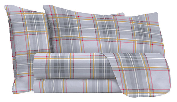 online Set Lenzuola Matrimoniale con Stampa Sopra Sotto e Federe in Cotone Athena Edi Rosso/Giallo