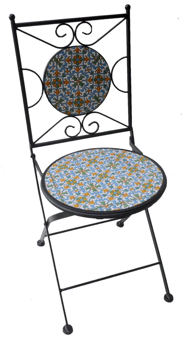 acquista Sedia da Giardino Pieghevole in Ferro con Mosaico Soriani Amalfi