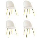 Set 4 Sedie 50x45x80 cm in Tessuto Vellutato Piedi Oro Beige