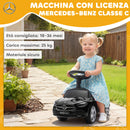 Macchina per Bambini Cavalcabile 65x28x39 cm Licenza Mercedes Benz Clacson e Spazio Portaoggetti Nero      