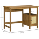 Scrivania da Ufficio 110x48x76 cm in Legno e Rattan Noce