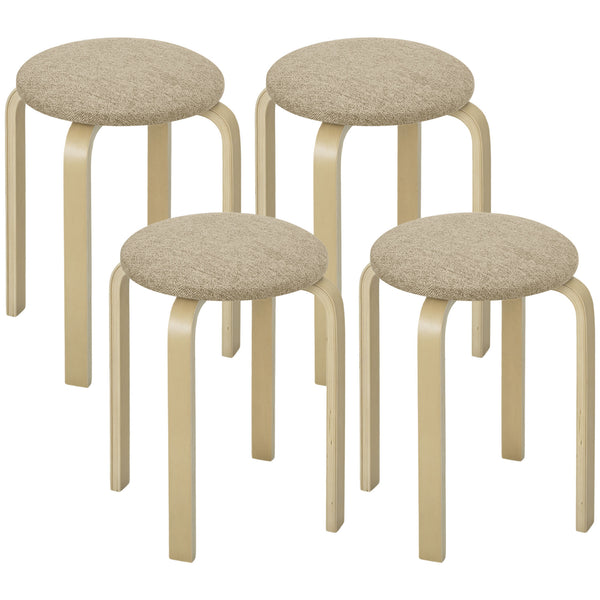 sconto Set 4 Sgabelli con Seduta Imbottita Rotondi e Impilabili Ø40x45 cm in Legno Cachi