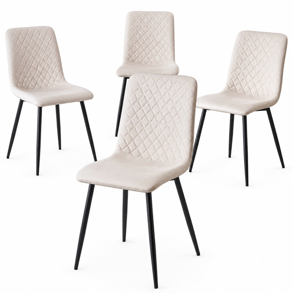 Set 4 Sedie Piedi Neri e Seduta Ergonomica con Rivestimento in Velluto Beige online