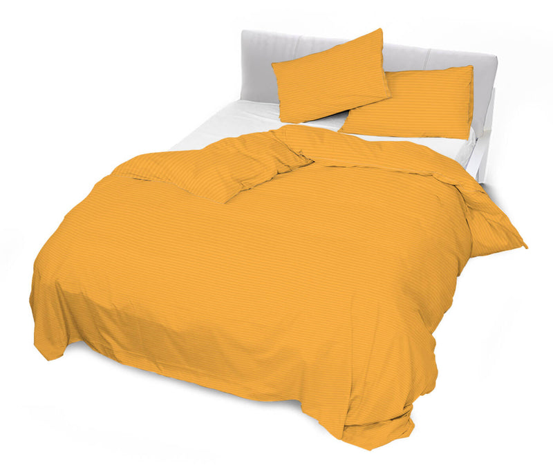 Copripiumino Matrimoniale con Sacco e Federe Tinta Unita Rigato Arancione