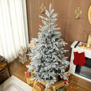 Albero di Natale Innevato Alto 180 cm con 1207 Rami Realistici e Base in Metallo Pieghevole Verde e Bianco      