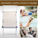 Lettino Prendisole Pieghevole da Giardino in Alluminio e Textilene Beige