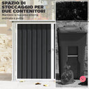 Capanno da Giardino Organizer per Bidoni Spazzatura 179,5x108x129,5 cm in Acciaio Zincato Grigio Scuro      