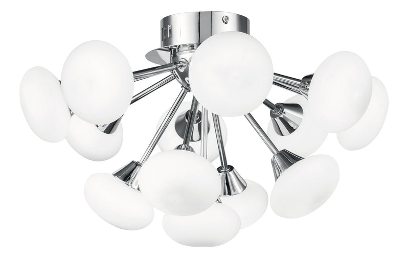 Plafoniera Metallo Cromato paralumi Sferici Vetro Opale Lampada Led 2,5 watt Luce Calda