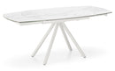 Tavolo Allungabile 120/180x90x76 cm in Metallo con Top Ceramica su Vetro Marmo Bianco