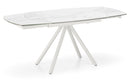 Tavolo Allungabile 120/180x90x76 cm in Metallo con Top Ceramica su Vetro Marmo Bianco