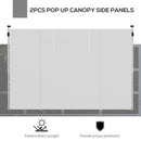 Set 2 Pareti 295x195 cm con Finestre e Tende Avvolgibili per Gazebo 3x3m e 3x6m Bianco