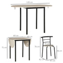 Set Tavolo e 2 Sdie da Giardino in MDF e Acciaio Nero