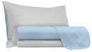 Set Lenzuola Sopra Sotto e Federe Doubleface Azzurro\/Grigio Chiaro Varie Misure