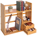 Organizer da Scrivania Reversibile 48x19,5x46 cm con 2 Cassetti Portaoggetti Multifunzionale in Bambù      
