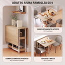 Tavolo Pieghevole 80-133x80x75 cm con Ruote Ribalte e Vani Aperti in Truciolato e Metallo Color Legno      