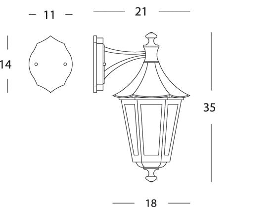 Lampada Applique in Basso Colore Nero per Esterno Linea Pagoda Sovil