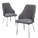 Set 2 Sedie Imbottite 53x58x87 cm in Alluminio e Tessuto Grigio