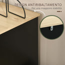 Cassettiera 4 Cassetti 80x38x80 cm in Truciolato e Rattan Nero e Color Legno