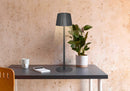 Lampada da Tavolo Dimmerabile Ø11,5x38 cm Accensione Touch USB in Ferro e Allluminio Nero