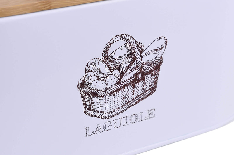Contenitore Porta Pane in Acciaio Zincato e Coperchio in Bambù