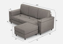 Divano 3 Posti con Pouf 208x155x85 cm Marrak in Tessuto Grigio