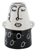 Vaso Thinking Face 16,2x13,3x21 cm in Porcellana Bianco e Nero