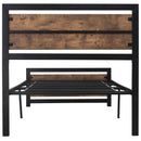 Struttura Letto Singolo 90x200 cm in Acciaio con Doghe Integrate Nero e Marrone Rustico