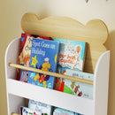 Libreria per Bambini a Forma di Orsetto 55x15x110 cm con 3 Ripiani e Barriere Frontali in MDF e Legno di Pino Color Legno      