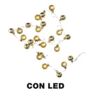 Luce filo sfera oro 48 led bianco caldo alimentazione fissa cm Ø4x120