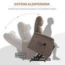 Poltrona Alzapersona Elettrica 1 Motore in Tessuto Marrone