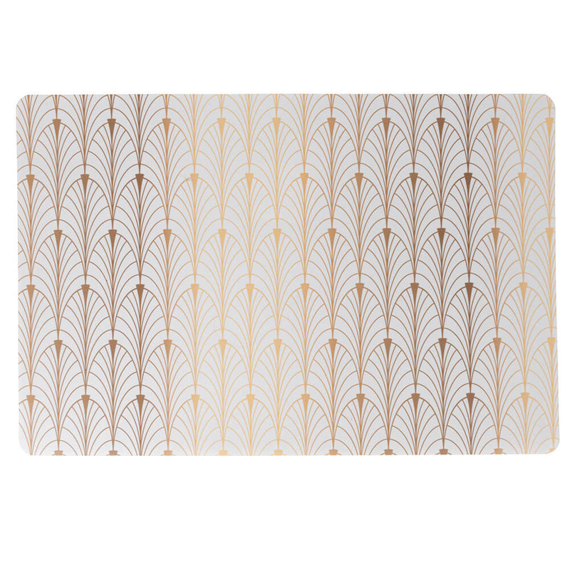 Set 6 Tovagliette 45x30x0,1 cm  in PVC VdE Tivoli 1996 Charleston Bianco e Oro