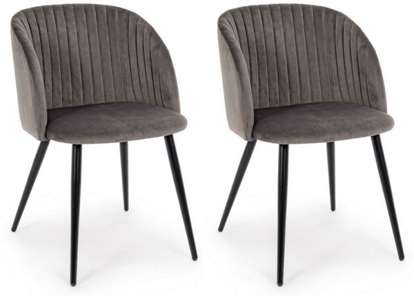 prezzo Set 2 Sedie 53x57x81,5h cm Queen Velvet Grigio Cadetto