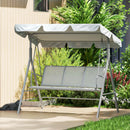 Dondolo da Giardino 3 Posti 171x108x154 cm con Tetto Parasole Rimovibile Grigio Chiaro      