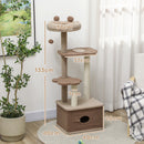 Albero Tiragraffi per Gatti 4 Livelli 48x40x133 cm con Casetta Ripiani e Cuccia Marrone 