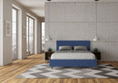 Letto Matrimoniale Senza Testata Imbottito in Similpelle Adele Blu Varie Misure