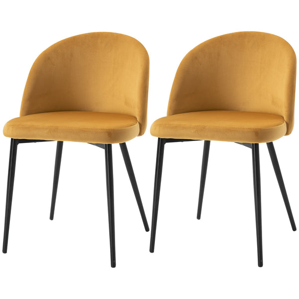 Set 2 Sedie Imbottite 49x50x77 cm in Velluto Giallo online