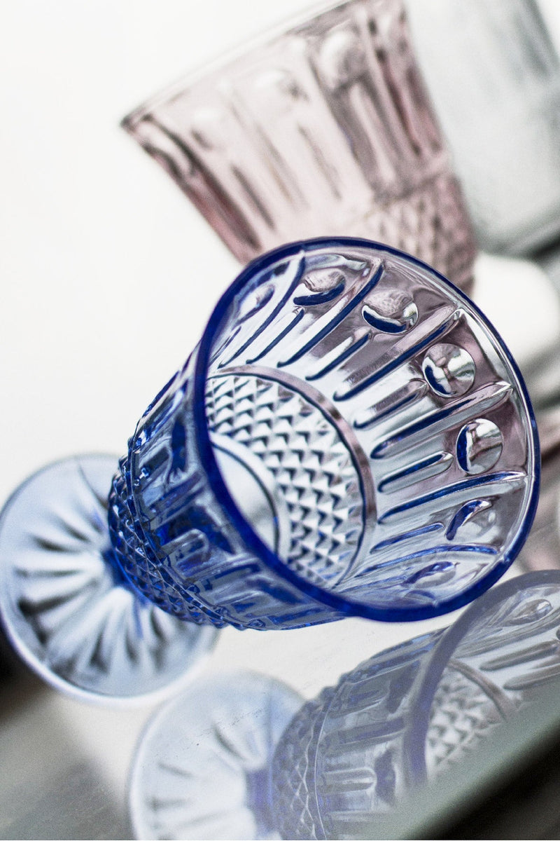 Set 6 Calici Ø8,5x10 cm in Vetro Villa d'Este Home Tivoli Elegance Blu