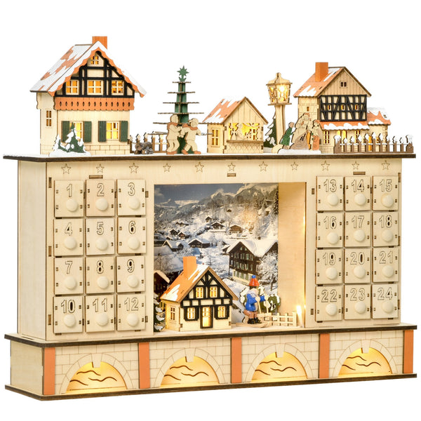 Calendario Dell'Avvento In Legno Clever Creations Con Scena Natività Illuminata, 24 Cassetti, 30 Cm - 3