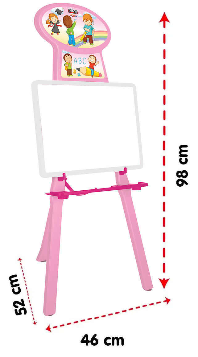Lavagna per Bambini 52x46x98 cm con Portabicchieri Rosa
