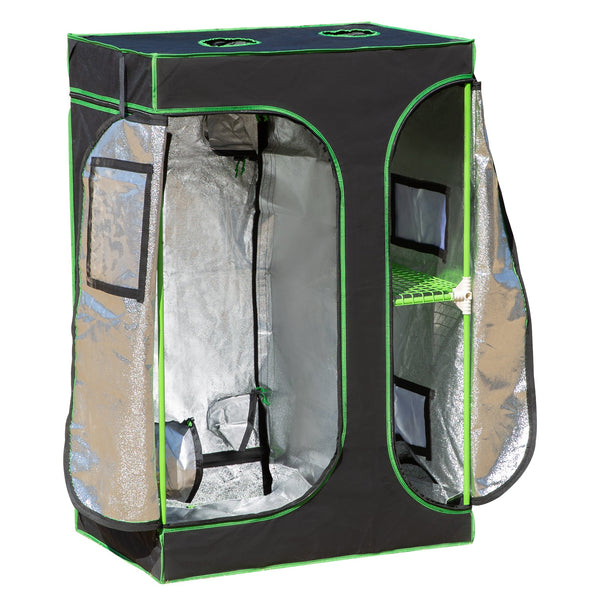 prezzo Serra Idroponica in Tessuto Riflettente con Prese d'Aria 90x60x135 cm Nera e Verde