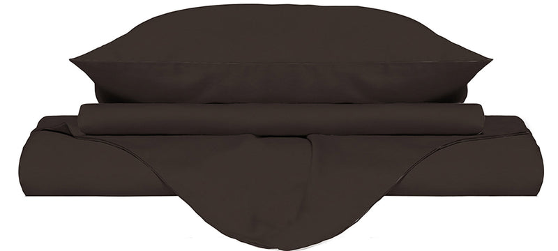 Copripiumino Matrimoniale con Sacco e Federe Tinta Unita Marrone