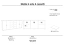 Mobile Basso 4 Ante 4 Cassetti 203x84x41 cm Ossido Bianco